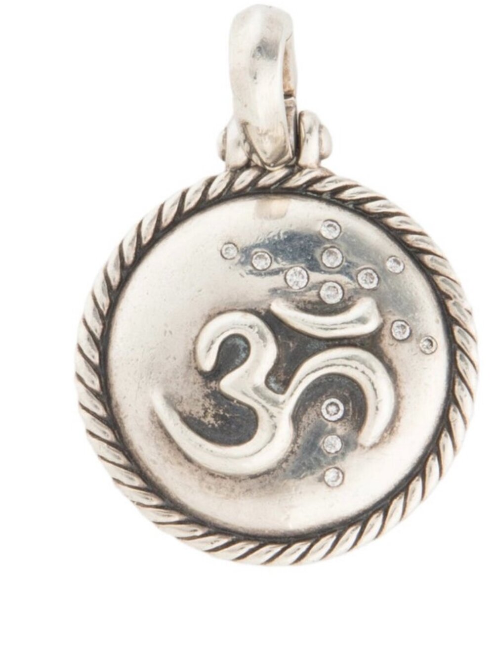 DAVID YURMAN STERLING SILVER 925 DIAMOND OM HINGED PENDANT